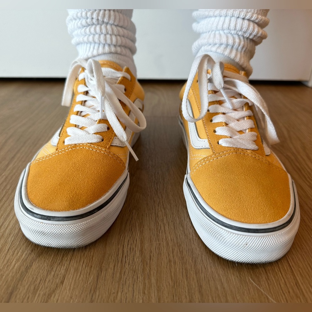 2 Tone Old Skool Vans Yellow White Strip W6.5 - Picture 3 of 7